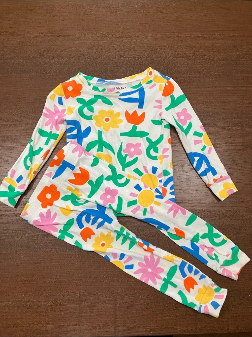 Old Navy Kids' Floral Garden Pajama Set - White with Multicolor Print Cotton